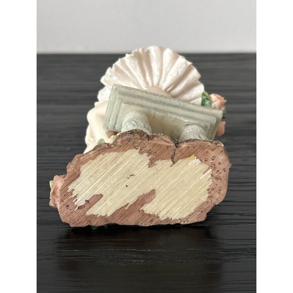 Resin Ballerina Figurine Sitting on Bench Adorned w/Flowers White Tutu Slippers - Picture 7 of 8